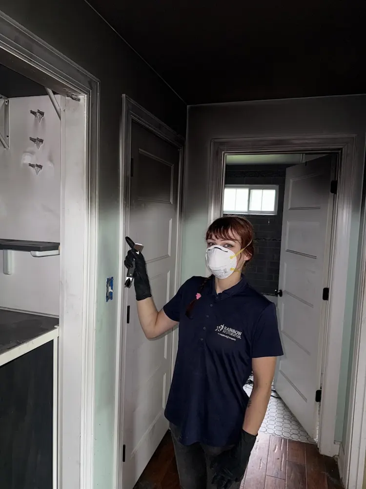 South Bay Water & Flood Restoration technician in protective gear on a job in San Jose